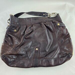 Steven By Steve Madden Womens Brown Leather Shoulder Bag Hobo Purse 14x13
